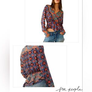 Free People ‘Falling For You’ Surplice Multicolor Top Sz M